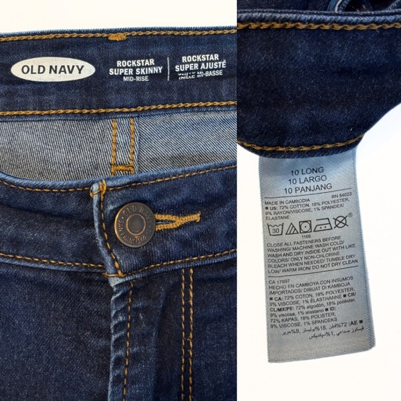 Old Navy Mid-Rise Rockstar Super-Skinny Jeans Size 10 Long - Picture 8 of 8